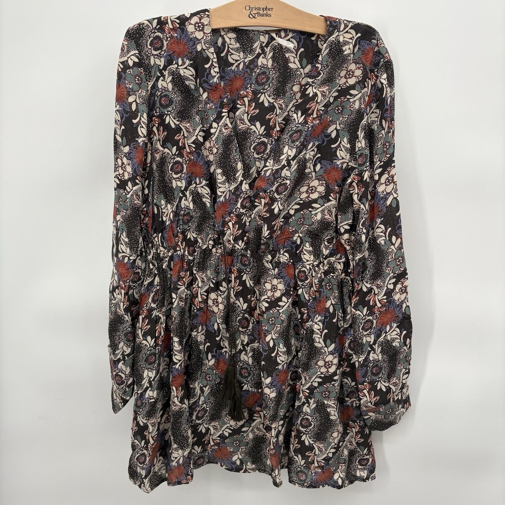 Free People Dress Womens Large Mini Tunic Stealing Fire Printed Boho Bohemian 3G